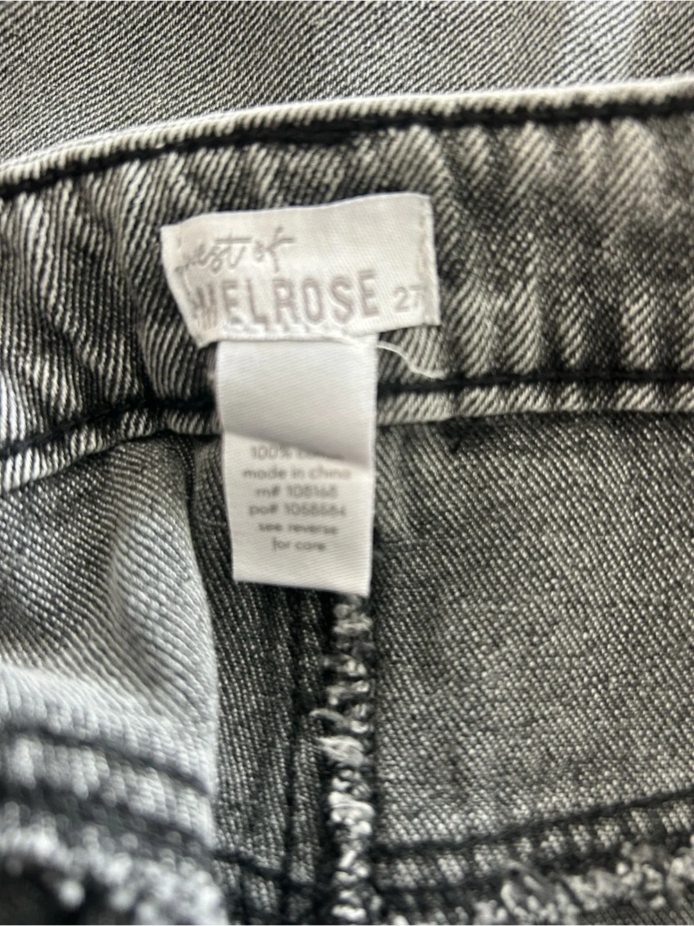 West of Melrose High-Waist Grey Distressed Denim Skirt
